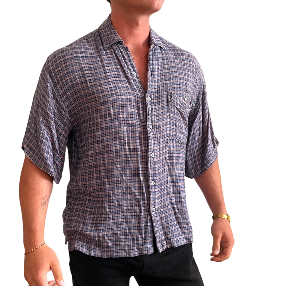Super Soft Checkered Button Down - image 5